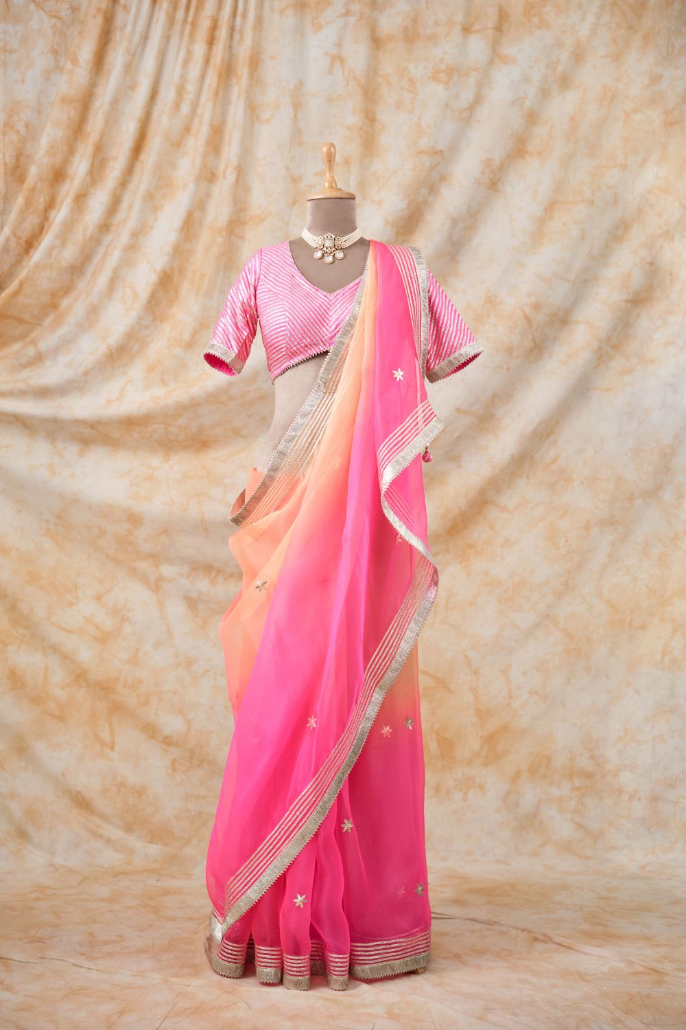 The Coral Glow Saree