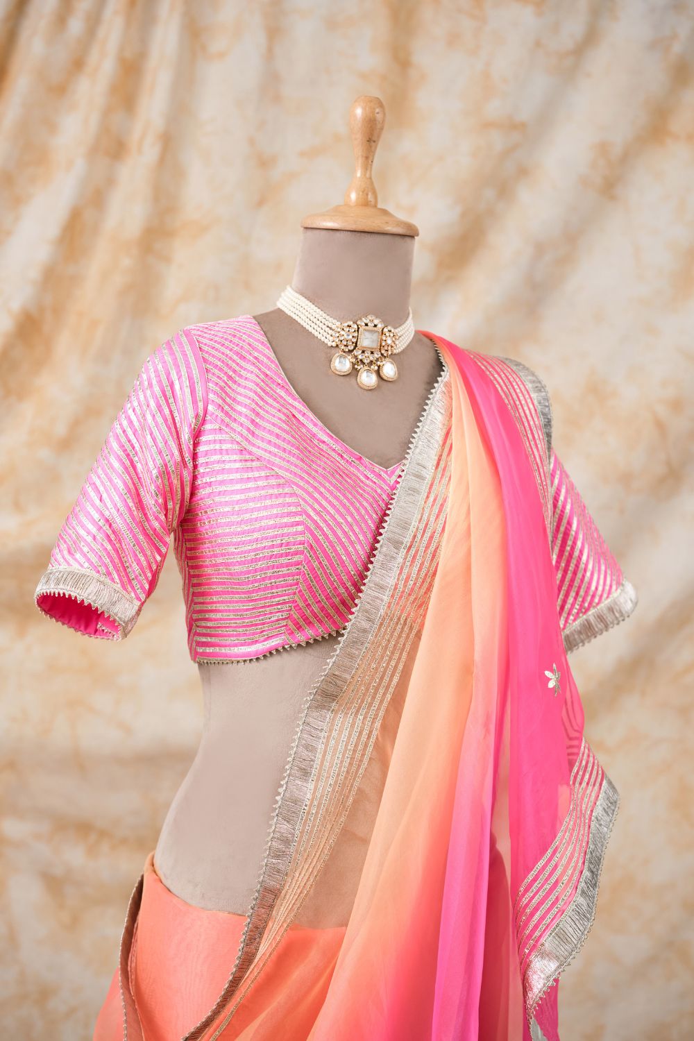 The Coral Glow Saree