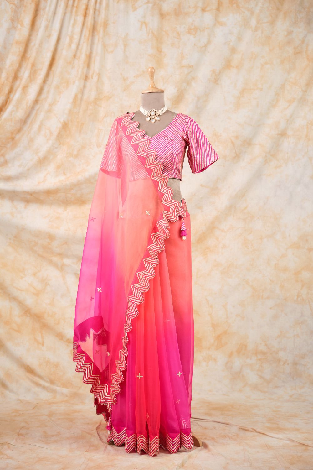 The Flamingo Fusion Saree