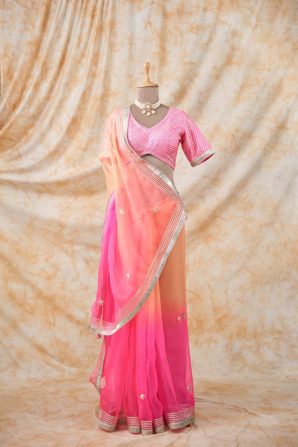 The Coral Glow Saree