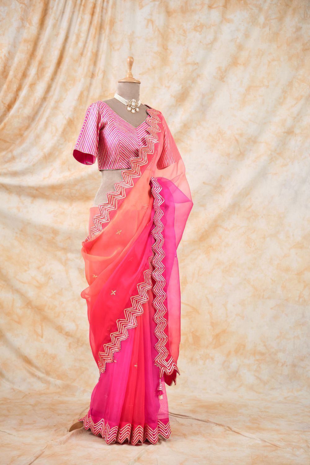 The Flamingo Fusion Saree