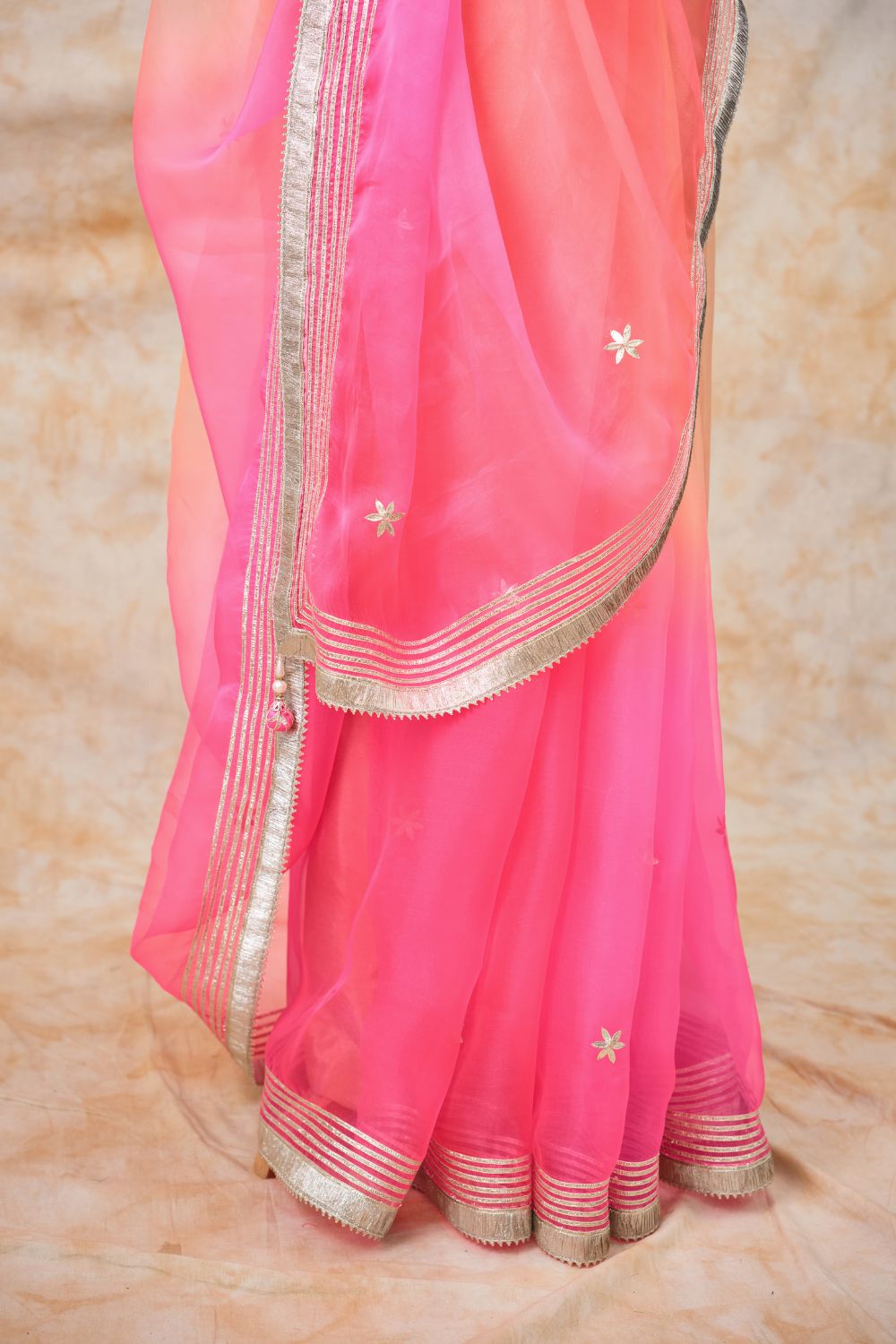 The Coral Glow Saree